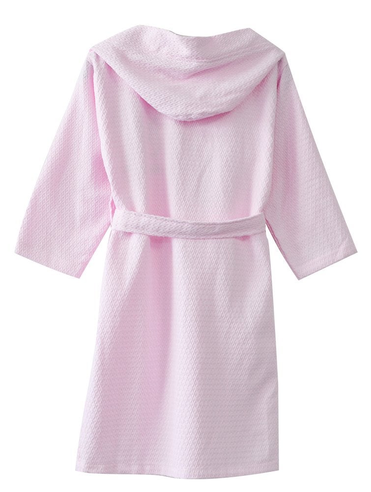 KISBINI Boys and Girls One-Piece Pajamas Long Hooded Bathrobe Cotton Pink 4-5T - Image 2